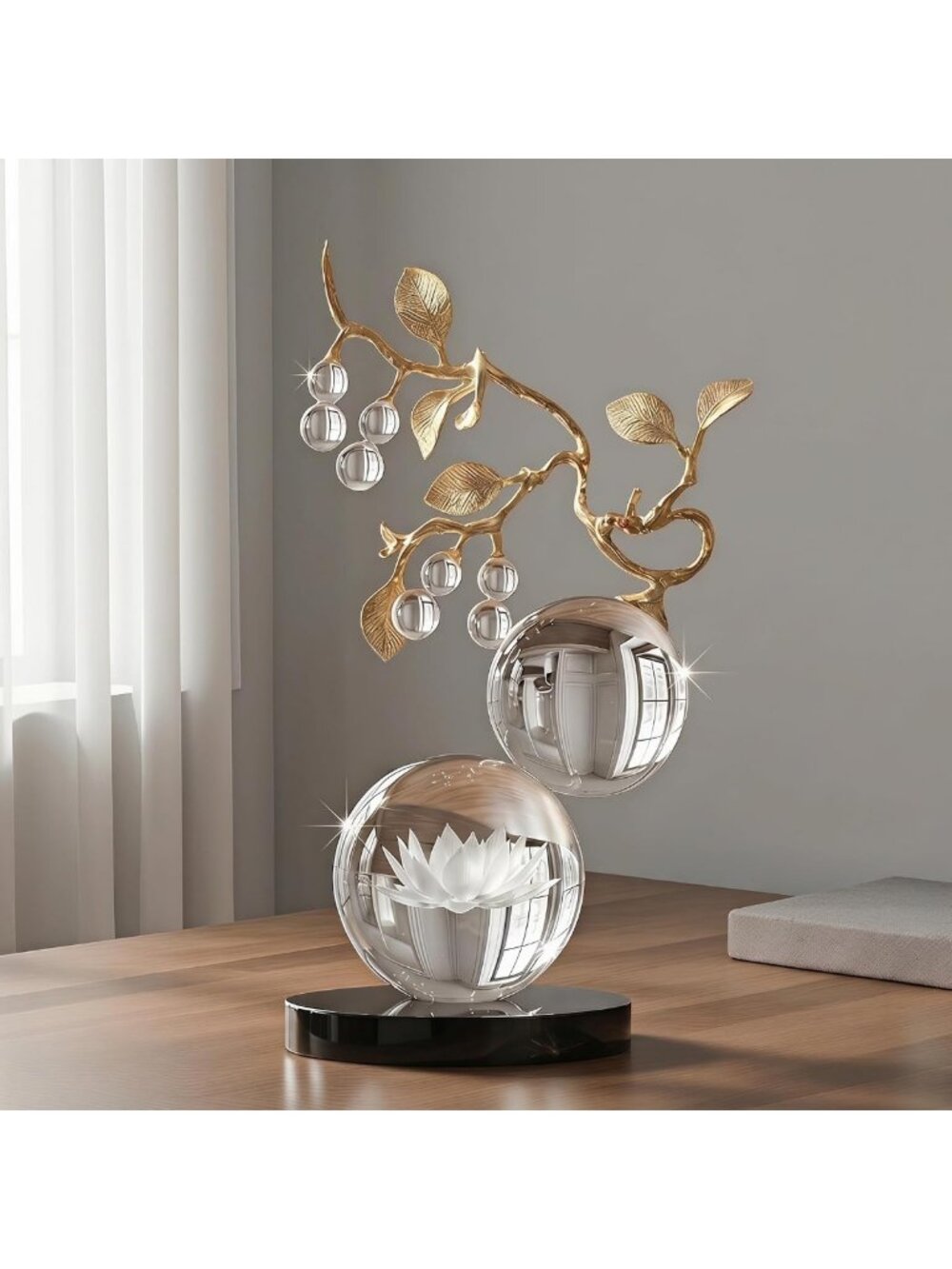 Nature-Inspired Large Glass Sculpture Decor - Minimalist Tabletop Statue for